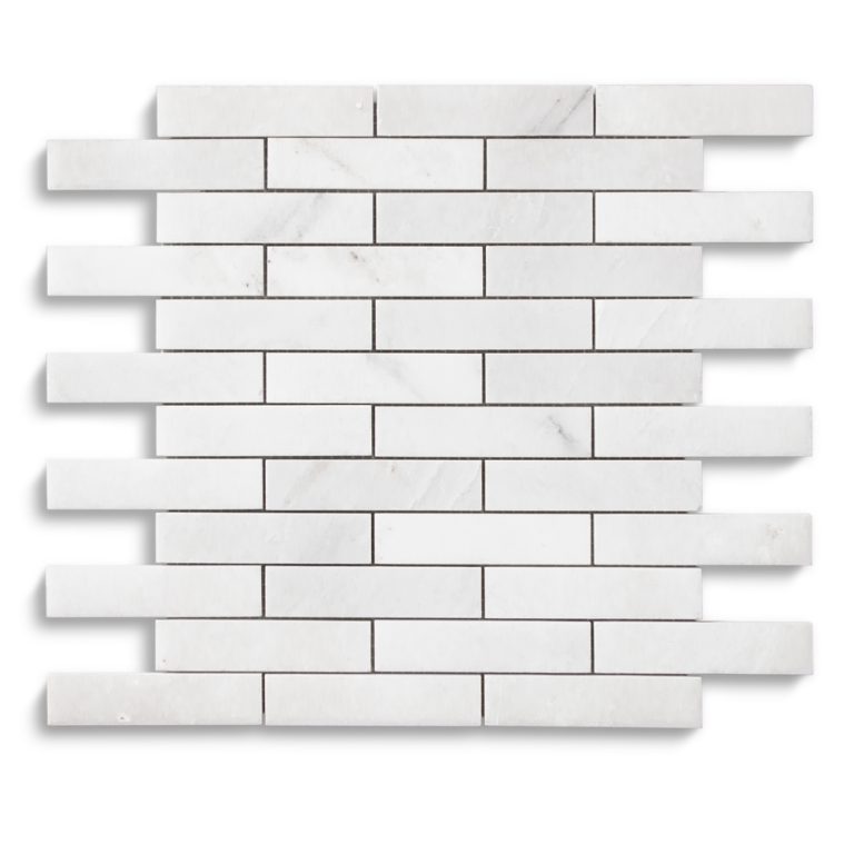 Classic Statuario Brick Pattern Statuary White Mosaic 1X4