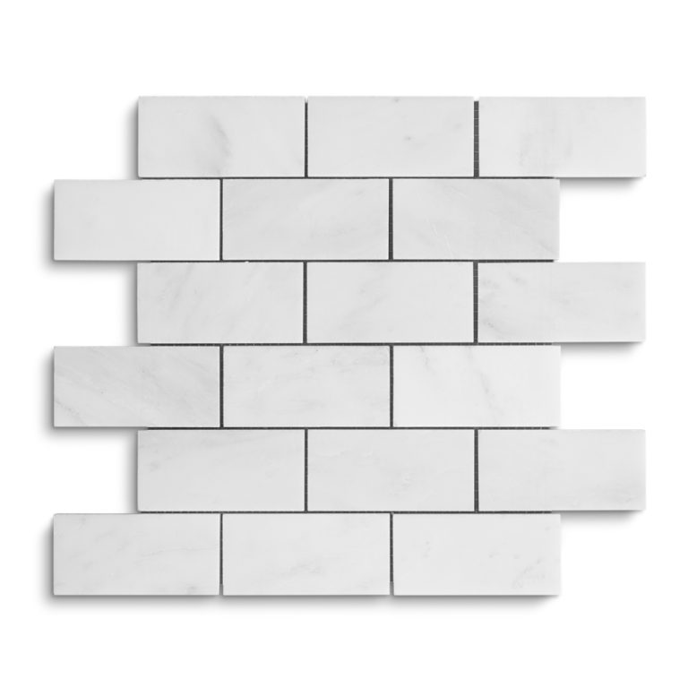 Classic Statuario Brick Pattern Statuary White Mosaic 2X4