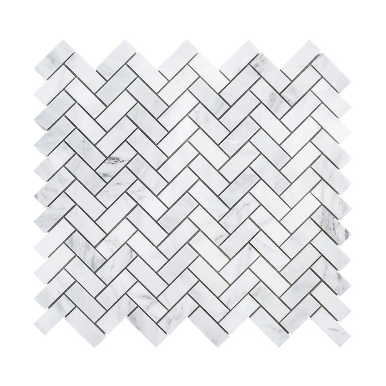 Classic Statuario Herringbone Statuary White Mosaic 2X2