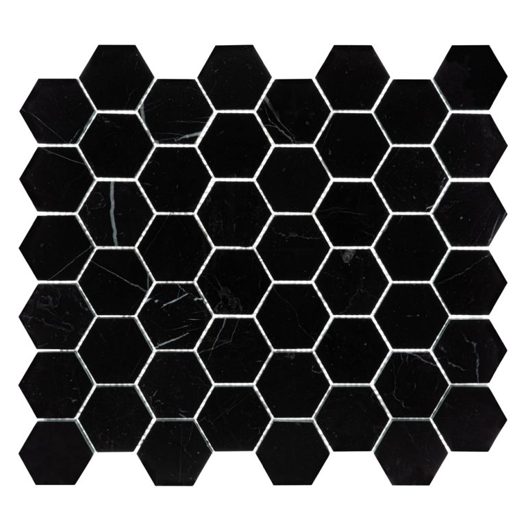 Cubist 2 In Hex Nero Marquina Mosaic 12X13